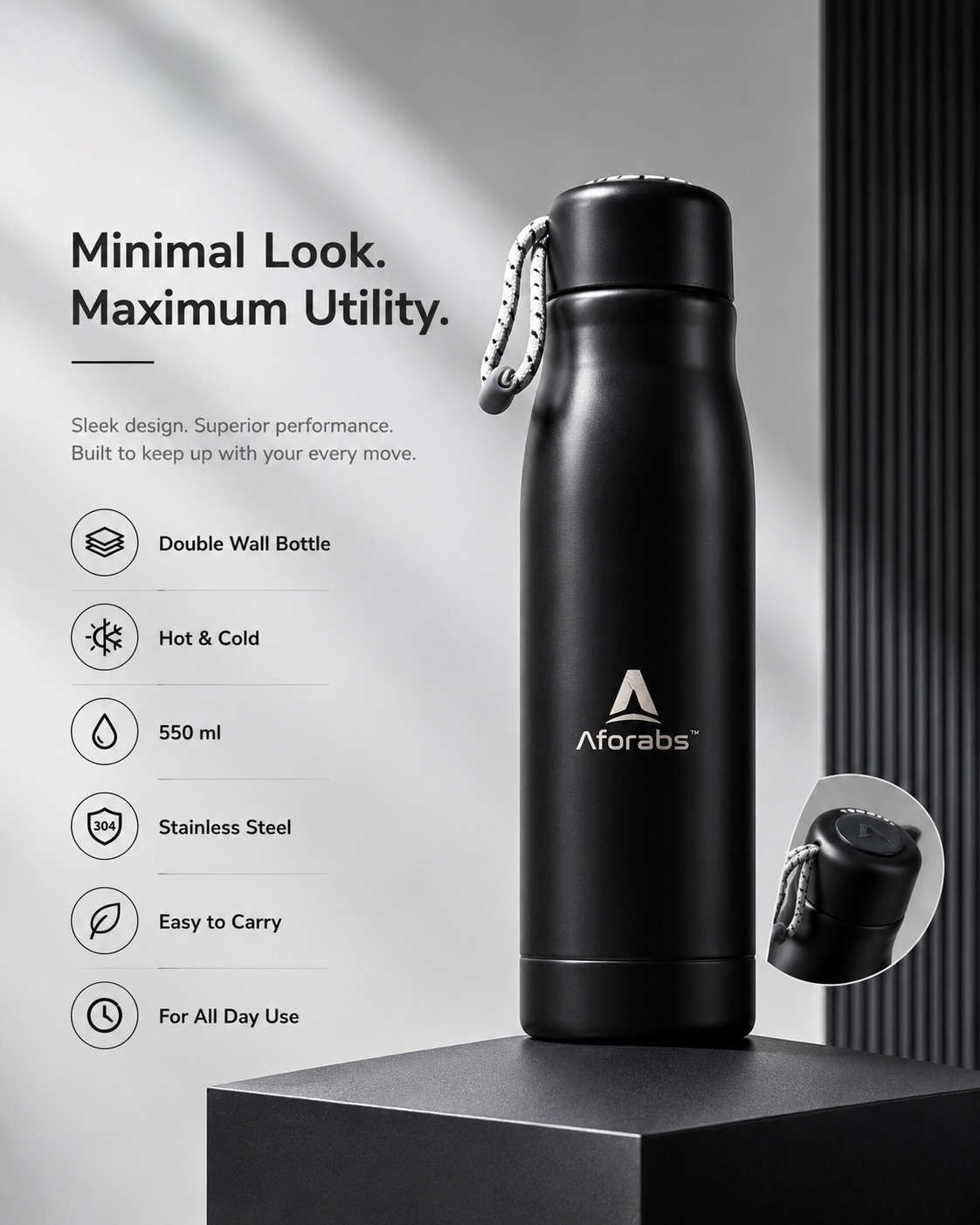 Thermos Bottle Obsidian Black