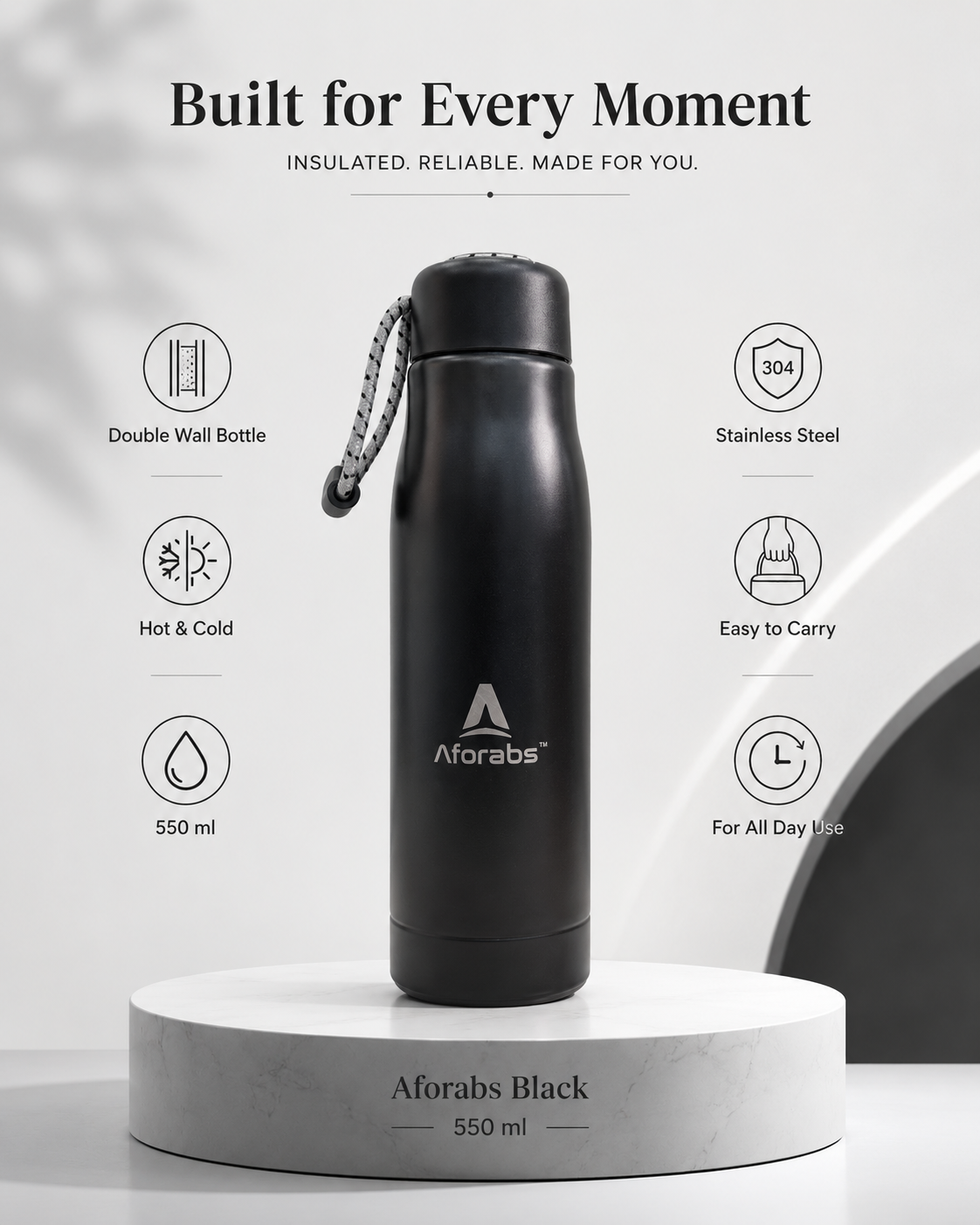 Thermos Bottle Obsidian Black