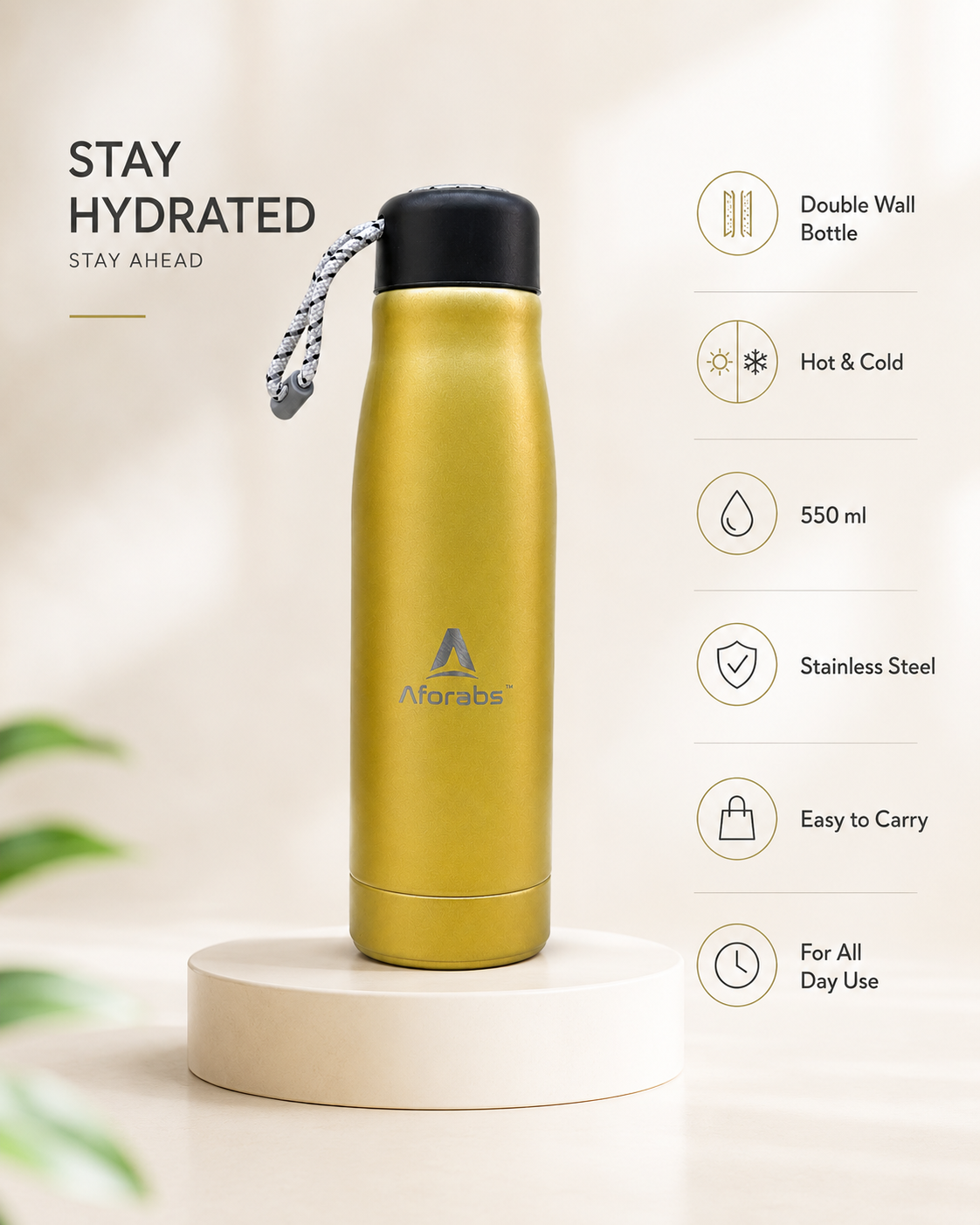 Thermos Bottle Solar Gold