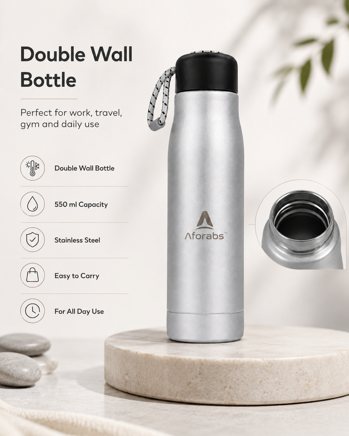 Thermos Bottle Lunar Silver