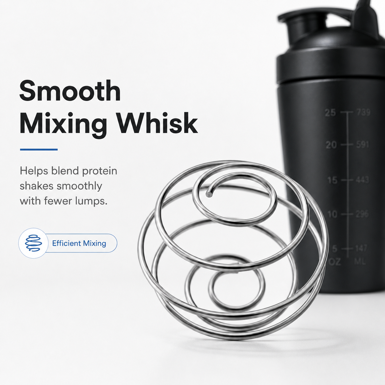 Stainless Steel 750ml Protein Shaker Black Stainless Steel